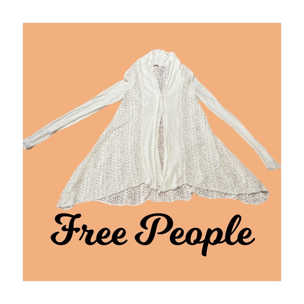 FREE PEOPLE White Crocheted Style Cardigan Size M​